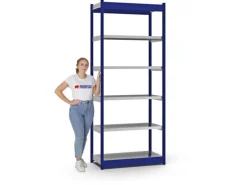 PROREGAL Fachbodenregal Stecksystem Vierkant-Profil Grundregal HxBxT 250 x 102,5 x 40 cm 6 Ebenen Einseitige Bauart Fachlast 200 kg Enzianblau