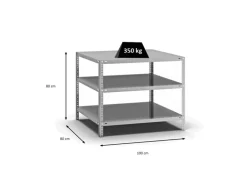 PROREGAL Fachbodenregal Schraubsystem Heavy-Duty Grundregal HxBxT 80 x 100 x 80 cm 3 Ebenen Fachlast 350 kg Beidseitig Nutzbar Verzinkt