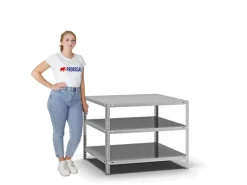 PROREGAL Fachbodenregal Schraubsystem Heavy-Duty Grundregal HxBxT 80 x 100 x 80 cm 3 Ebenen Fachlast 350 kg Beidseitig Nutzbar Verzinkt
