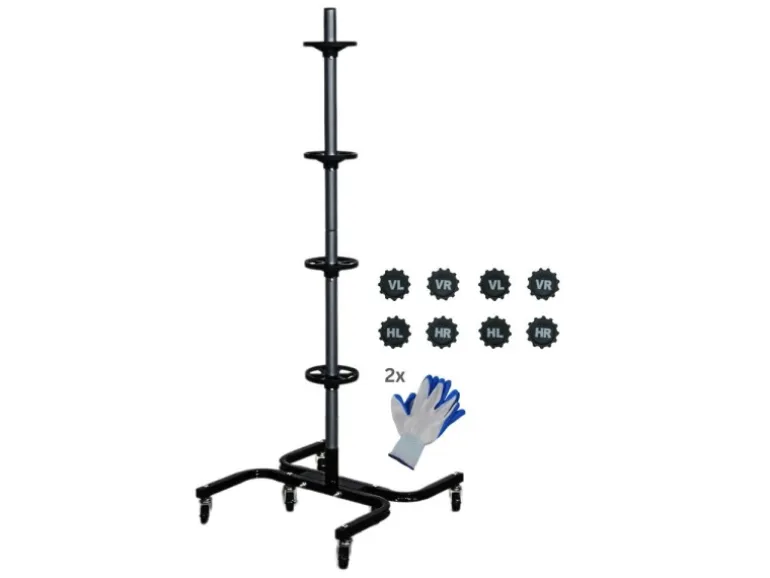 PROREGAL Fahrbarer Felgenbaum CARRERO XL Für 4 Autoreifen Bis 295 mm HxBxT 118 x 85 x 58 cm Schwarz Reifenständer