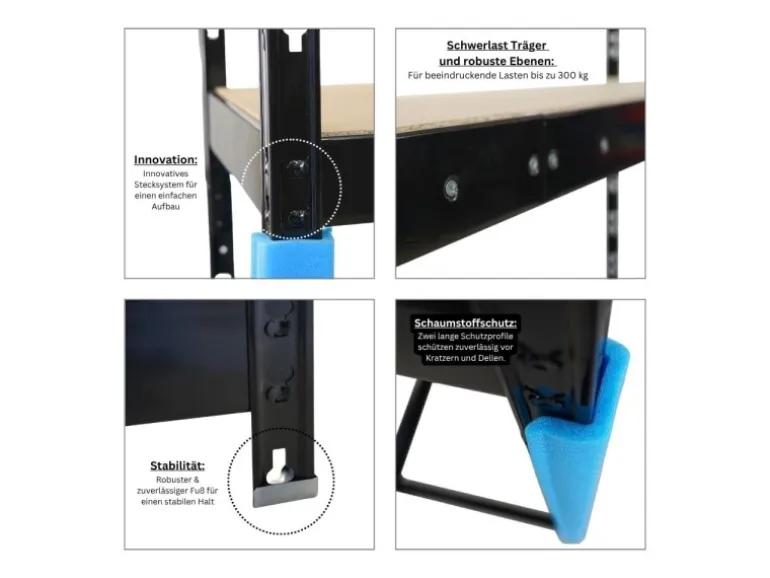 PROREGAL Garagenregal HERCULES Platzsparend Unterfahrbar HxBxT 180x240x50cm 2 Lagerebenen Fachlast 300kg Schwarz Lagerregal Schwerlastregal