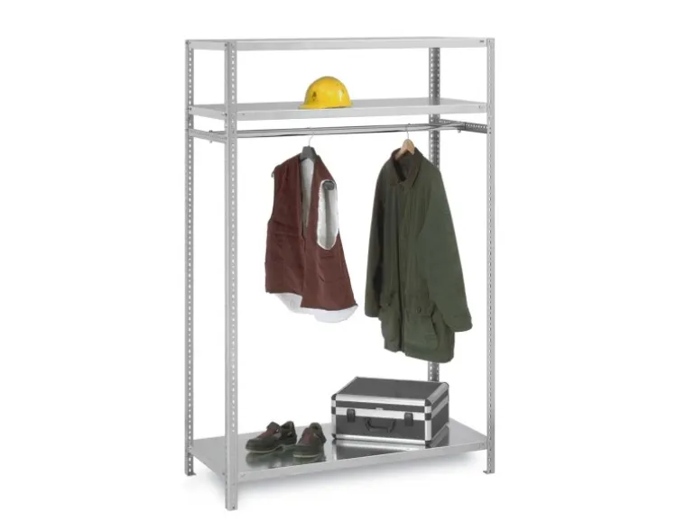 PROREGAL Garderobenregal Schraubsystem Grundregal HxBxT 200 x 130 x 60 cm Fachlast 100 kg Lichtgrau