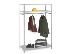 PROREGAL Garderobenregal Schraubsystem Grundregal HxBxT 200 x 100 x 60 cm Fachlast 100 kg Lichtgrau
