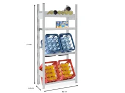 PROREGAL Getränkekisten- & Weinregal Chiemsee Vino HxBxT 175 x 81 x 33,5 cm 4 Kisten auf 2 Ebenen & 13 Flaschen auf 1 Ebene & Board Lichtgrau