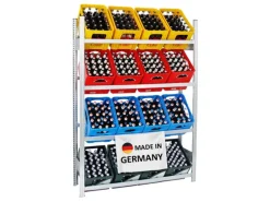 PROREGAL Getränkekistenregal Getränkeregal Chiemsee Made in Germany HxBxT 185 x 136 x 34 cm 16 Kisten auf 4 Ebenen Verzinkt