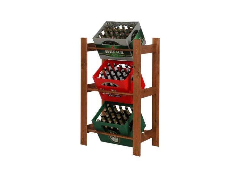 PROREGAL Getränkekistenregal Pinepeak HxBxT 107,4 x 70 x 38,8 cm Für 3 Kisten Kiefernholz Braun