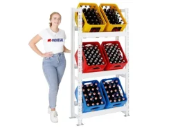 PROREGAL Getränkekistenregal Getränkeregal Tegernsee HxBxT 160 x 80 x 30 cm 6 Kästen Weiß
