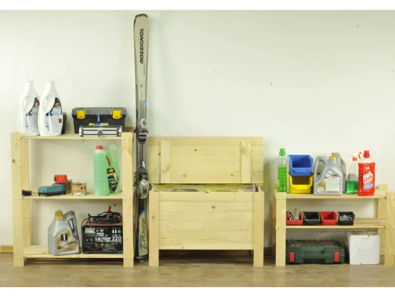 PROREGAL Holzregal Pinepeak HxBxT 50 x 170 x 28 cm 2 Fachboden 1,2 cm Dickes Kiefernholz Grau