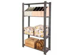PROREGAL Holzregal Pinepeak HxBxT 150 x 80 x 28 cm 4 Fachboden 1,2 cm Dickes Kiefernholz Grau