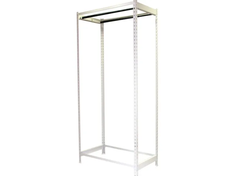 PROREGAL Kleiderstangenregal Metal Einzel HxBxT 200 x 90 x 50 cm Weiß Kleiderständer Garderobe Klamottenregal Stangenregal Regal