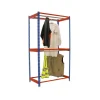 PROREGAL Kleiderstangenregal Metal Doppel HxBxT 200 x 120 x 75 cm Blau/Orange Kleiderständer Garderobe Klamottenregal Stangenregal Regal
