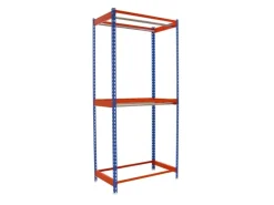 PROREGAL Kleiderstangenregal Metal Doppel HxBxT 200 x 120 x 75 cm Blau/Orange Kleiderständer Garderobe Klamottenregal Stangenregal Regal