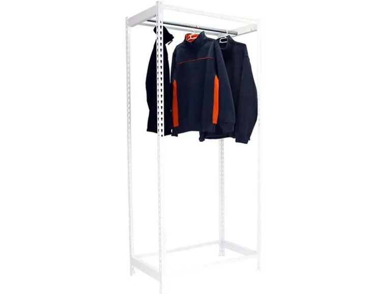 PROREGAL Kleiderstangenregal Metal Einzel HxBxT 150 x 90 x 50 cm Weiß Kleiderständer Garderobe Klamottenregal Stangenregal Regal