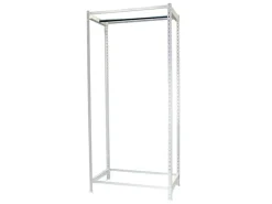 PROREGAL Kleiderstangenregal Metal Einzel HxBxT 150 x 90 x 50 cm Weiß Kleiderständer Garderobe Klamottenregal Stangenregal Regal