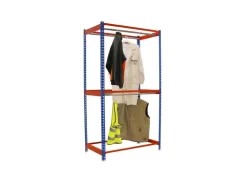 PROREGAL Kleiderstangenregal Metal Doppel HxBxT 200 x 90 x 75 cm Blau/Orange Kleiderständer Garderobe Klamottenregal Stangenregal Regal
