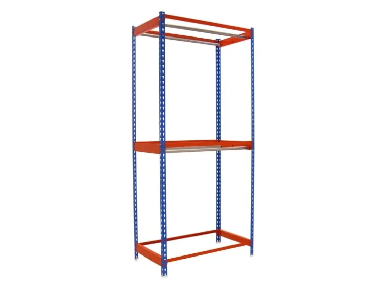 PROREGAL Kleiderstangenregal Metal Doppel HxBxT 200 x 90 x 75 cm Blau/Orange Kleiderständer Garderobe Klamottenregal Stangenregal Regal