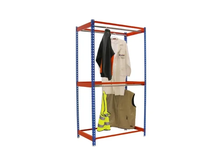 PROREGAL Kleiderstangenregal Metal Doppel HxBxT 250 x 90 x 75 cm Blau/Orange Kleiderständer Garderobe Klamottenregal Stangenregal Regal