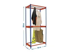 PROREGAL Kleiderstangenregal Metal Doppel HxBxT 250 x 90 x 75 cm Blau/Orange Kleiderständer Garderobe Klamottenregal Stangenregal Regal