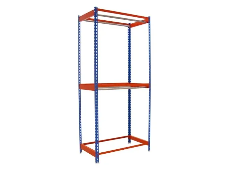 PROREGAL Kleiderstangenregal Metal Doppel HxBxT 250 x 90 x 75 cm Blau/Orange Kleiderständer Garderobe Klamottenregal Stangenregal Regal