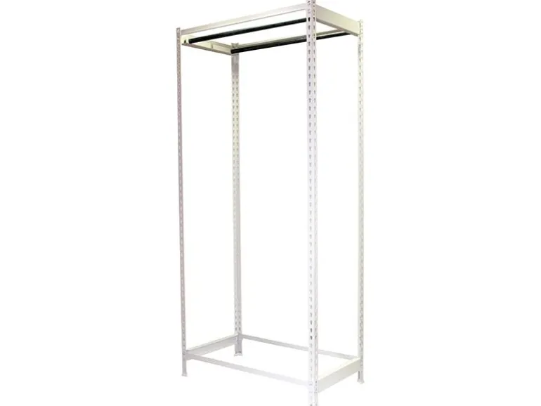 PROREGAL Kleiderstangenregal Metal Einzel HxBxT 200 x 120 x 50 cm Weiß Kleiderständer Garderobe Klamottenregal Stangenregal Regal