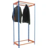 PROREGAL Kleiderstangenregal Metal Einzel HxBxT 200 x 120 x 50 cm Blau/Orange Kleiderständer Garderobe Klamottenregal Stangenregal Regal