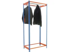 PROREGAL Kleiderstangenregal Metal Einzel HxBxT 200 x 120 x 50 cm Blau/Orange Kleiderständer Garderobe Klamottenregal Stangenregal Regal