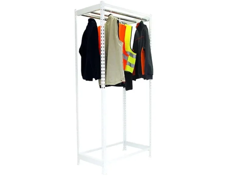 PROREGAL Kleiderstangenregal Metal Einzel HxBxT 300 x 90 x 50 cm Weiß Kleiderständer Garderobe Klamottenregal Stangenregal Regal