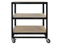 PROREGAL Kommissionierwagen BÜFFEL Fahrbares Kommissionierregal 100x90x50cm 3 Ebenen Fachlast 50kg 2x Mit Feststellbremse Schwarz