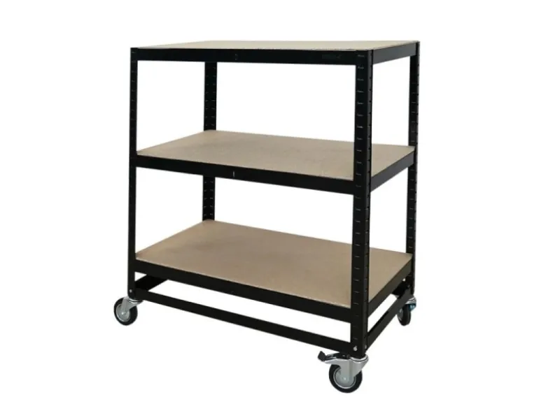 PROREGAL Kommissionierwagen BÜFFEL Fahrbares Kommissionierregal 100x90x50cm 3 Ebenen Fachlast 50kg 2x Mit Feststellbremse Schwarz