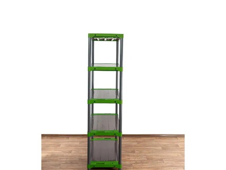 PROREGAL Kunststoffregal Grey Bear Tall HxBxT 180 x 110 x 46 cm Fachlast 120 kg Grau/Grün