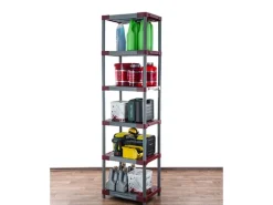 PROREGAL Kunststoffregal Big Grey Bear Extra-Tall HxBxT 220 x 70 x 46 cm Fachlast 160 kg Grau/Rot