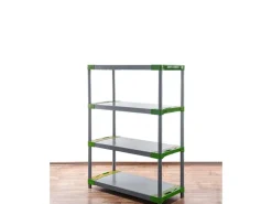 PROREGAL Kunststoffregal Grey Bear Low HxBxT 138 x 90 x 46 cm Fachlast 120 kg Grau/Grün