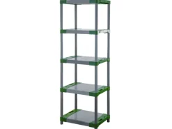 PROREGAL Kunststoffregal Grey Bear Tall HxBxT 180 x 70 x 46 cm Fachlast 120 kg Grau/Grün