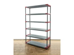 PROREGAL Kunststoffregal Big Grey Bear Extra-Tall HxBxT 220 x 140 x 46 cm Fachlast 120 kg Grau/Rot