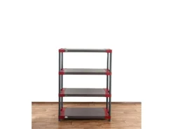 PROREGAL Kunststoffregal Grey Bear Low HxBxT 138 x 120 x 46 cm Fachlast 120 kg Grau/Rot