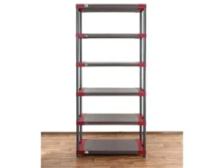 PROREGAL Kunststoffregal Grey Bear Extra-Tall HxBxT 220 x 90 x 46 cm Fachlast 120 kg Grau/Rot