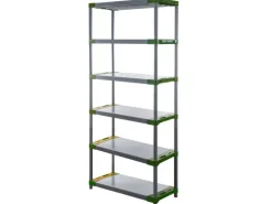 PROREGAL Kunststoffregal Grey Bear Extra-Tall HxBxT 220 x 90 x 46 cm Fachlast 120 kg Grau/Grün