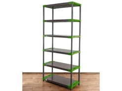 PROREGAL Kunststoffregal Grey Bear Extra-Tall HxBxT 220 x 90 x 46 cm Fachlast 120 kg Grau/Grün