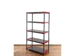 PROREGAL Kunststoffregal Grey Bear Tall HxBxT 180 x 100 x 46 cm Fachlast 120 kg Grau/Rot
