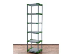 PROREGAL Kunststoffregal Grey Bear Extra-Tall HxBxT 220 x 70 x 46 cm Fachlast 120 kg Grau/Grün