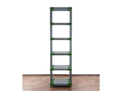 PROREGAL Kunststoffregal Grey Bear Extra-Tall HxBxT 220 x 70 x 46 cm Fachlast 120 kg Grau/Grün