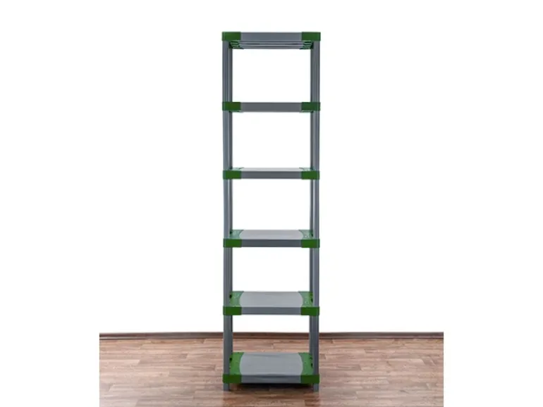 PROREGAL Kunststoffregal Grey Bear Extra-Tall HxBxT 220 x 70 x 46 cm Fachlast 120 kg Grau/Grün