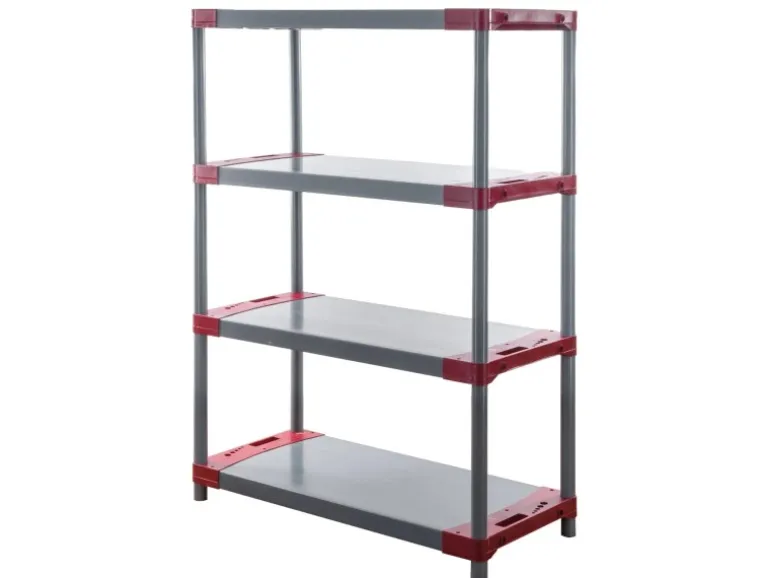 PROREGAL Kunststoffregal Big Grey Bear Low HxBxT 138 x 120 x 46 cm Fachlast 160 kg Grau/Rot