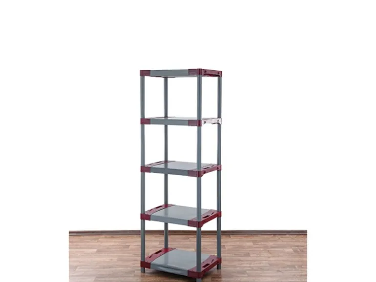PROREGAL Kunststoffregal Grey Bear Tall HxBxT 180 x 70 x 46 cm Fachlast 120 kg Grau/Rot