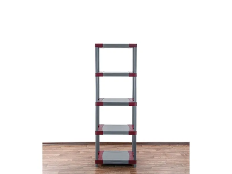 PROREGAL Kunststoffregal Grey Bear Tall HxBxT 180 x 70 x 46 cm Fachlast 120 kg Grau/Rot