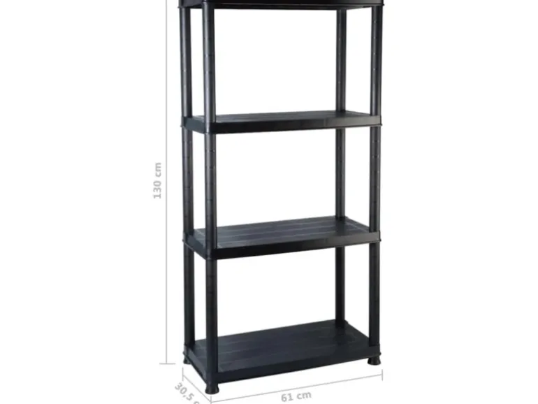 PROREGAL Kunststoffregal Panther Tall HxBxT 135x60x30cm Fachlast 20kg Pro Ebene Schwarz