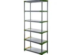 PROREGAL Kunststoffregal Big Grey Bear Extra-Tall HxBxT 220 x 120 x 46 cm Fachlast 160 kg Grau/Grün