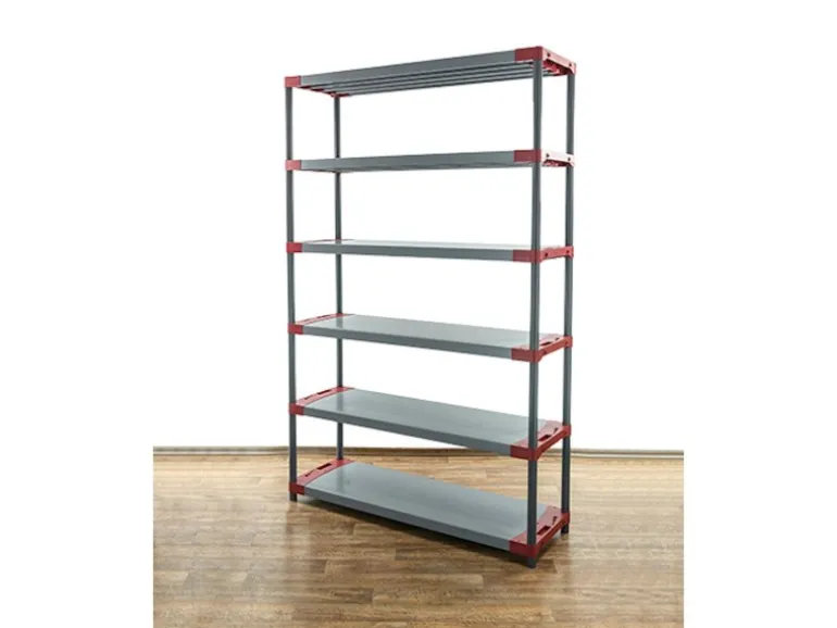 PROREGAL Kunststoffregal Grey Bear Extra-Tall HxBxT 220 x 150 x 46 cm Fachlast 70 kg Grau/Rot
