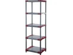 PROREGAL Kunststoffregal Big Grey Bear Tall HxBxT 180 x 60 x 46 cm Fachlast 160 kg Grau/Rot