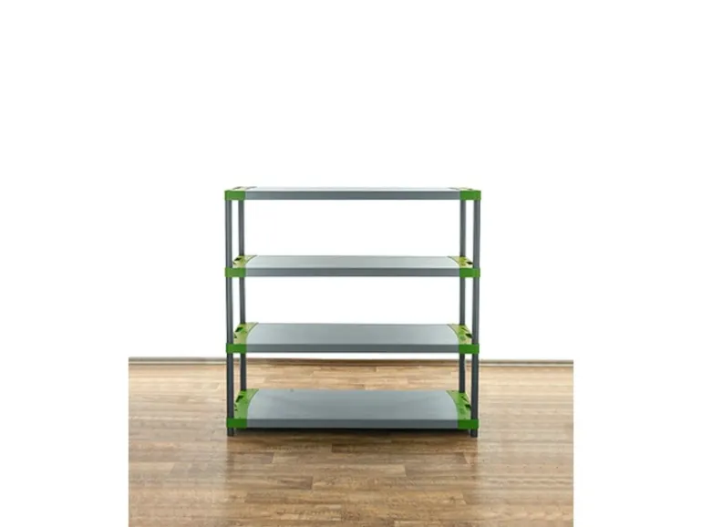 PROREGAL Kunststoffregal Grey Bear Low HxBxT 138 x 130 x 46 cm Fachlast 70 kg Grau/Grün